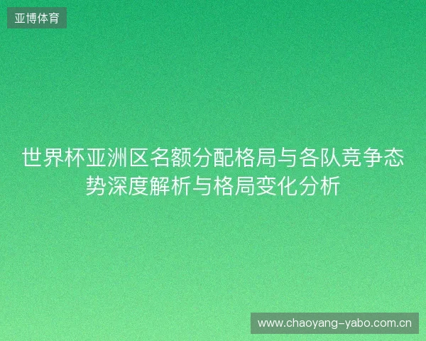 世界杯亚洲区名额分配格局与各队竞争态势深度解析与格局变化分析